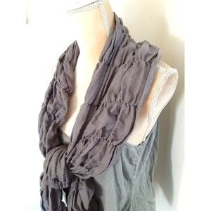 Dark gray gathered fringed wrap wrap 84" long 15" wide rayon